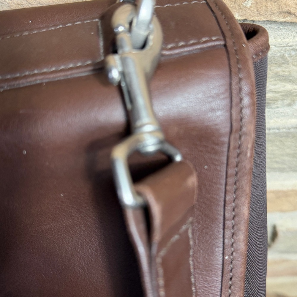 Vintage Coach Brown Leather & Nylon Unisex Briefcase Laptop Messenger Bag - Picture 9 of 16